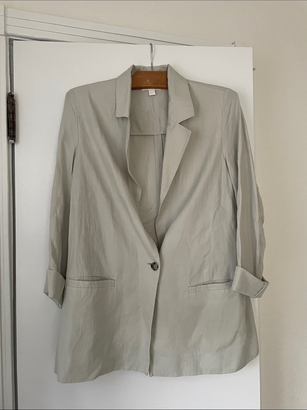 COS grayish cream linen blend blazer